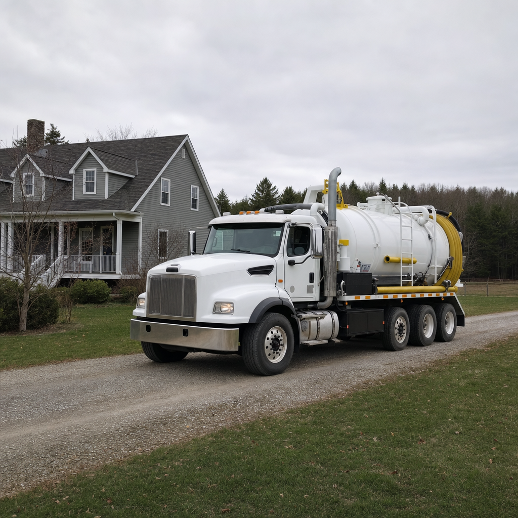 Septic vacuum truck arriving at a Davenport home for same-day emergency service