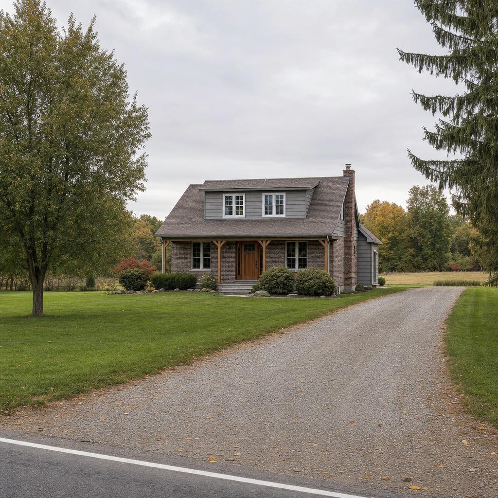 A calm single-family home exterior on a quiet Davenport street, representing the household size and daily water use that decides how often a septic tank needs pumping