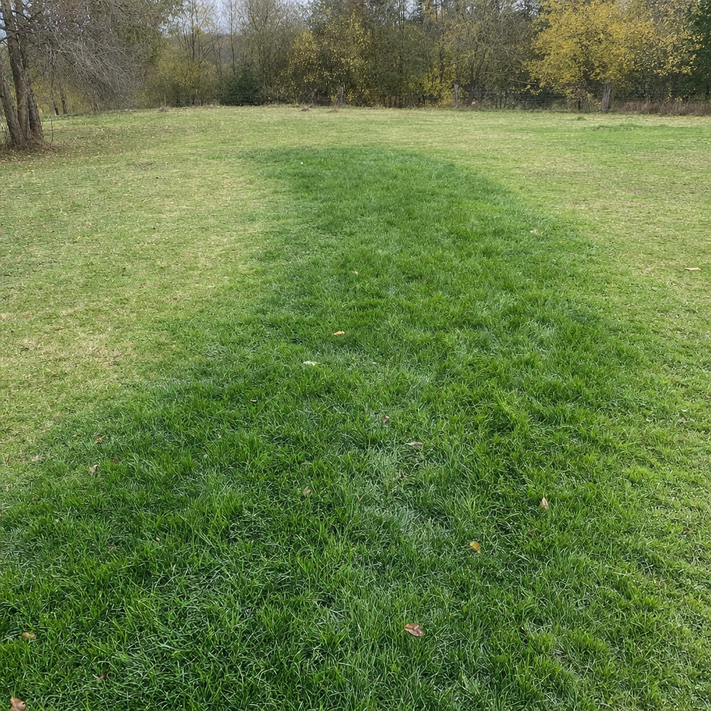 A soggy, unusually green patch of lawn over the drain field of a Davenport home, a sign the septic tank needs pumping